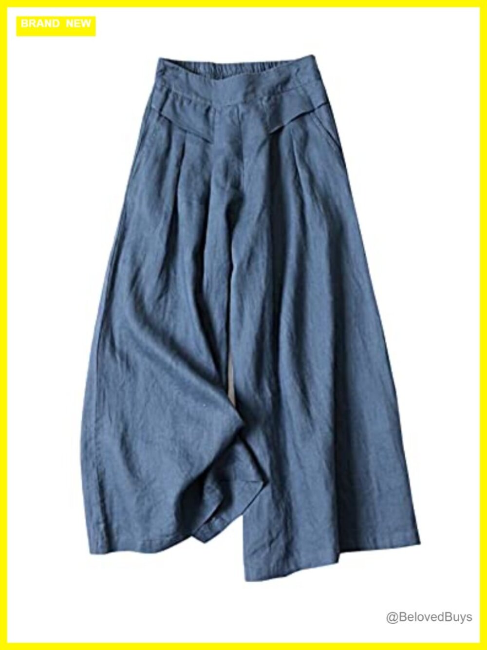 Linen Blend Wide Leg Cropped Palazzo Pants with Pockets